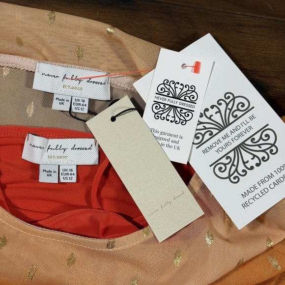 Never Fully Dressed Sz US 12 / UK 16 / EU 44 Sunset Orange Mesh Midi Maxi Dress‎ - Picture 7 of 12
